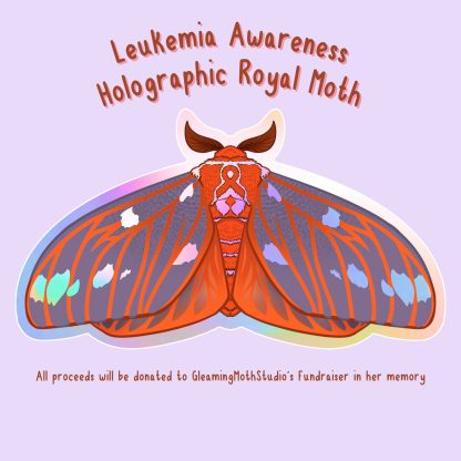 Leukemia Awareness Regal Moth Holographic Sticker