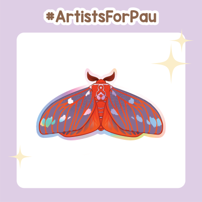 Leukemia Awareness Regal Moth Holographic Sticker - Image 4