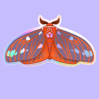 Leukemia Awareness Regal Moth Holographic Sticker - Image 3